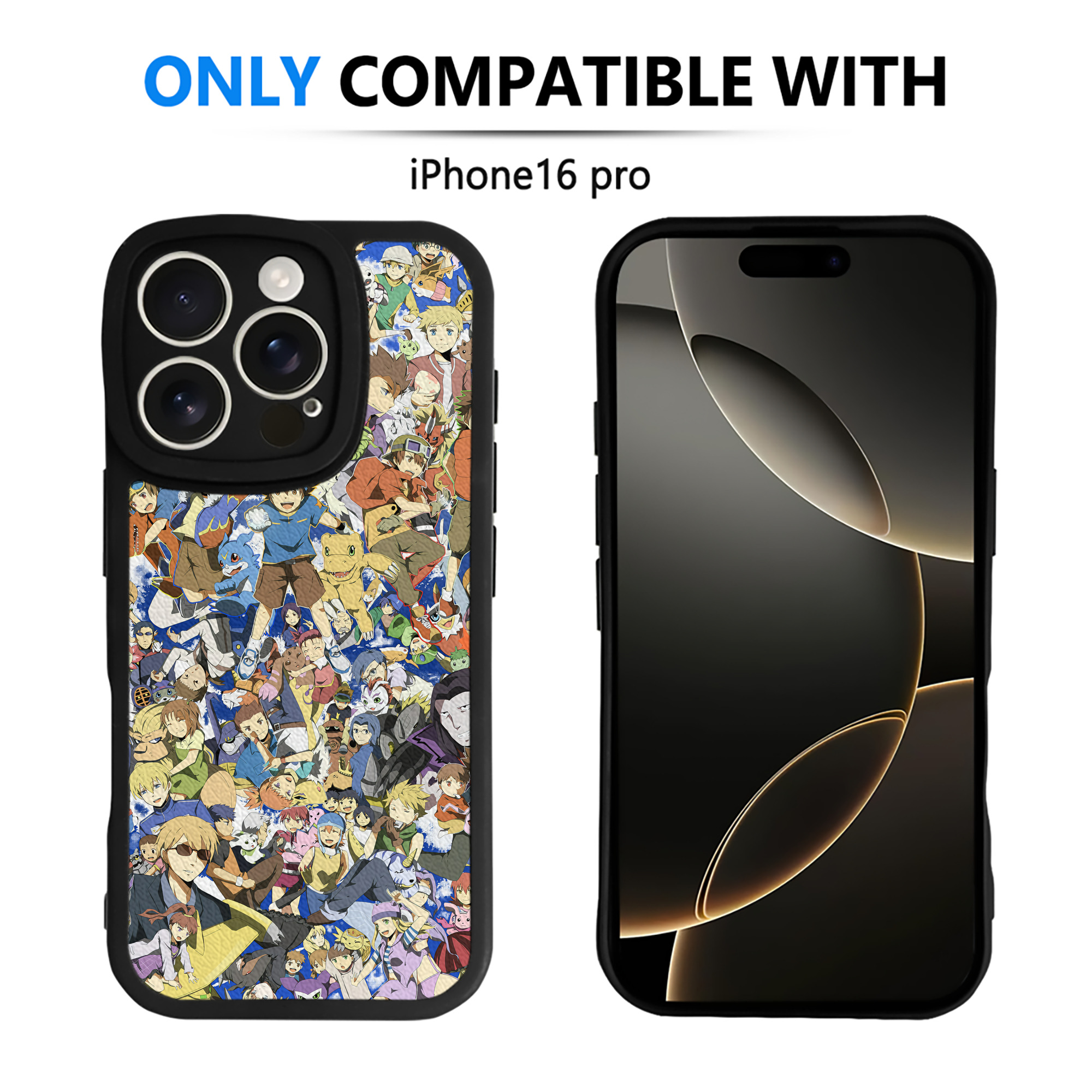 （画像用） Digimon デジタルモンスター/デジモン 【iPhone 16シリーズ対応】シリコンスマホケース（レザー調） 材質：シリコン